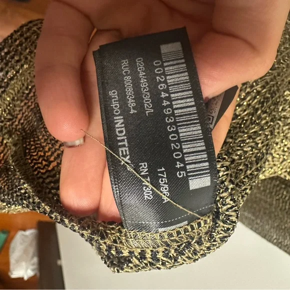 Zara Metallic Sheer Long Sleeve Blouse - Picture 6 of 8